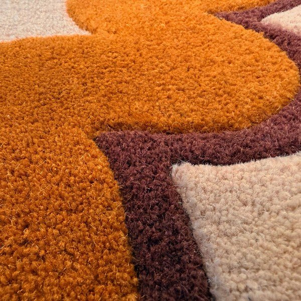 Oranžový/v prírodnej farbe ručne tkaný vlnený behúň 80x230 cm Wiggle Wool – Flair Rugs-image-4