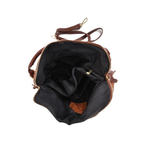 Koňakovohnedá kožená kabelka Mangotti Bags Ethel-image-3