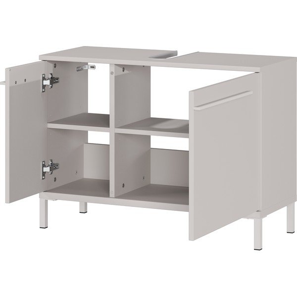 Krémovobiela matná skrinka pod umývadlo 80x59 cm Laurino – Germania-image-2