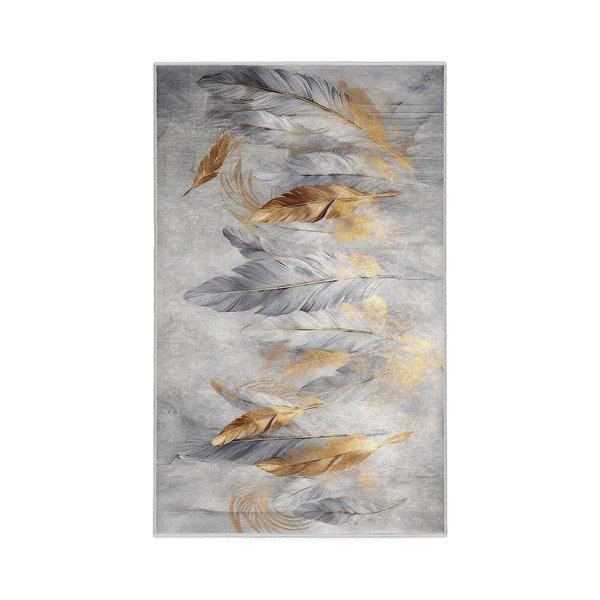 Prateľný koberec v šedej a zlatej farbe 120x180 cm Golden Feathers – Mila Home
