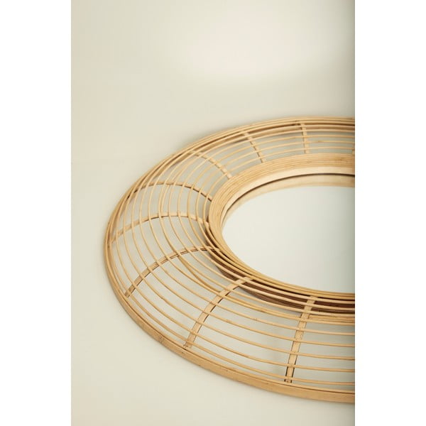 Nástenné zrkadlo s bambusovým rámom ø 80 cm Charm – Hübsch-image-2