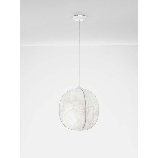Biele kovové závesné svietidlo s textilným tienidlom ø 42 cm Pierida – Nova Luce-image-3