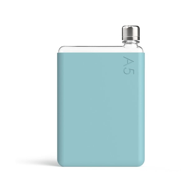 Tyrkysovomodré silikonové puzdro na ploskú fľašu Memobottle A5 Sleeve-image-2