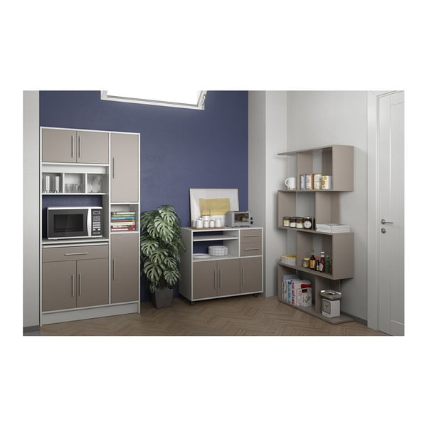 Sivý pojazdný kuchynský úložný systém s policami TemaHome Marius-image-2