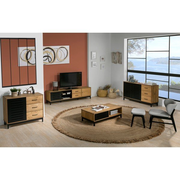 Drevený konferenčný stolík s čiernymi detailmi Marckeric Alessia-image-1