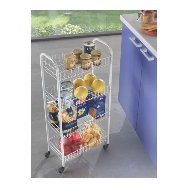 Biely kovový pojazdný regál 41x84 cm Pisa - Metaltex-image-1