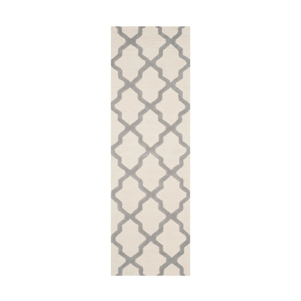 Bielosivý vlnený koberec Ava White Grey, 76 × 243 cm