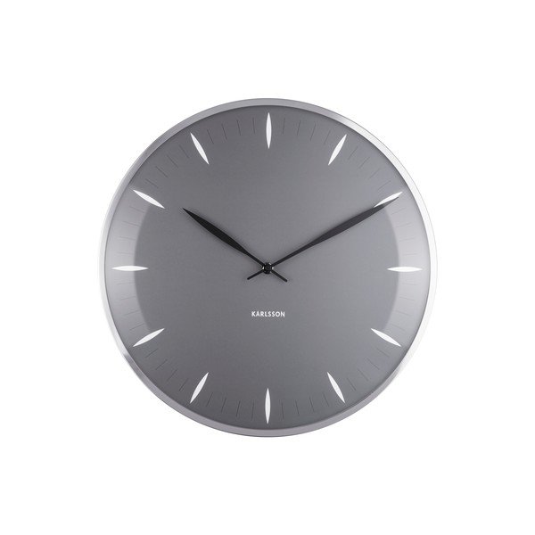 Sivé sklenené nástenné hodiny Karlsson Leaf, ø 40 cm-image-3