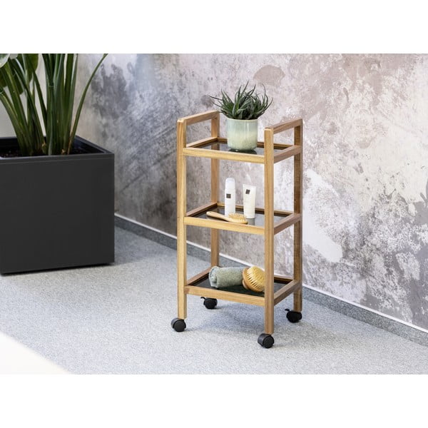 Čierny/v prírodnej farbe kúpeľňový regál z masívu akácie 35x76,5 cm Fondi – Wenko-image-1