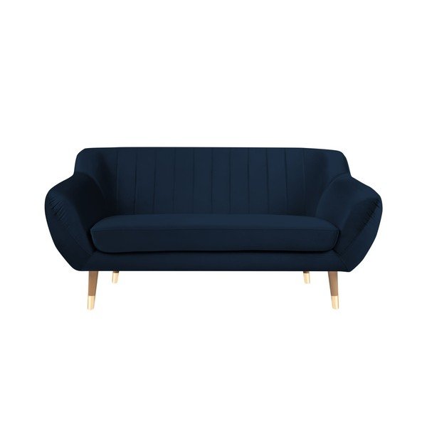 Tmavomodrá zamatová pohovka Mazzini Sofas Benito, 158 cm