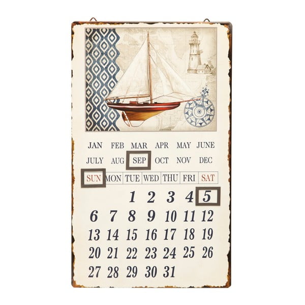 Nástenný kovový kalendár Novita Spinnaker, 30 x 50 cm
