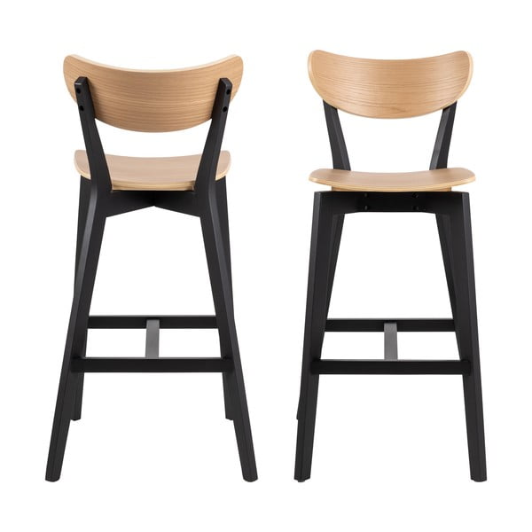 Barové stoličky v čierno-prírodnom farebnom prevedení z kaučukového dreva v súprave 2 ks 105 cm Roxby – Actona-image-4