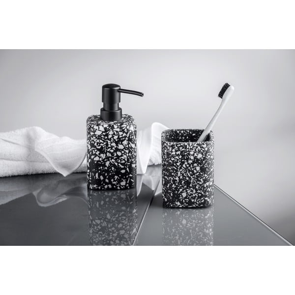 Čierny téglik na zubné kefky Wenko Terrazzo-image-2