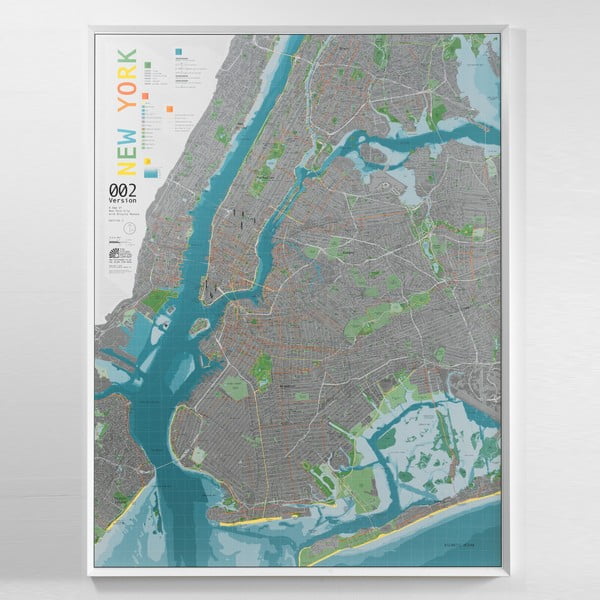 Mapa New York City v priehľadnom puzdre The Future Mapping Company Street Map, 130 × 100 cm