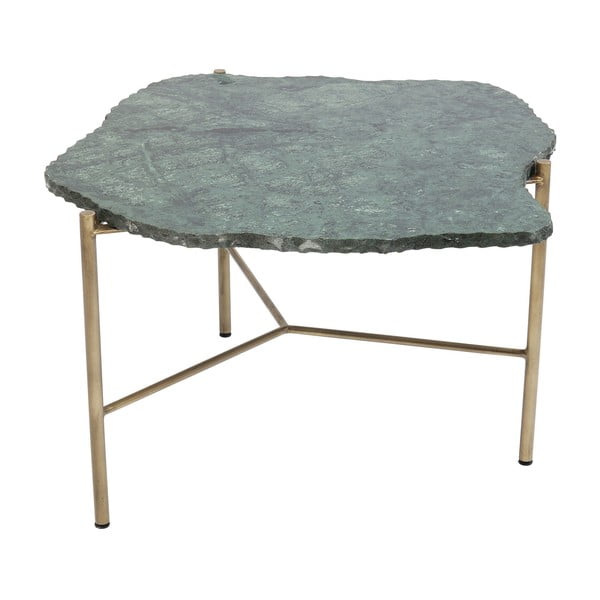 Zelený konferenčný stolík s mramorovou doskou Kare Design Piedra, 76 x 72 cm