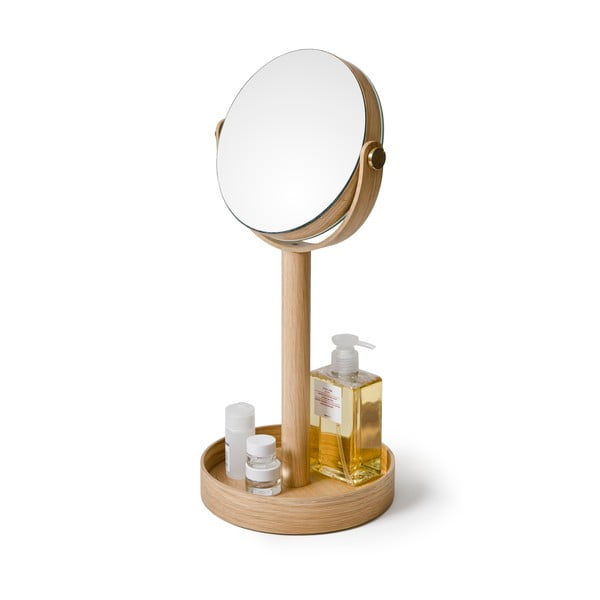 Kozmetické zväčšovacie zrkadlo s dreveným rámom (5x) ø 19,5 cm Magnify – Wireworks-image-2