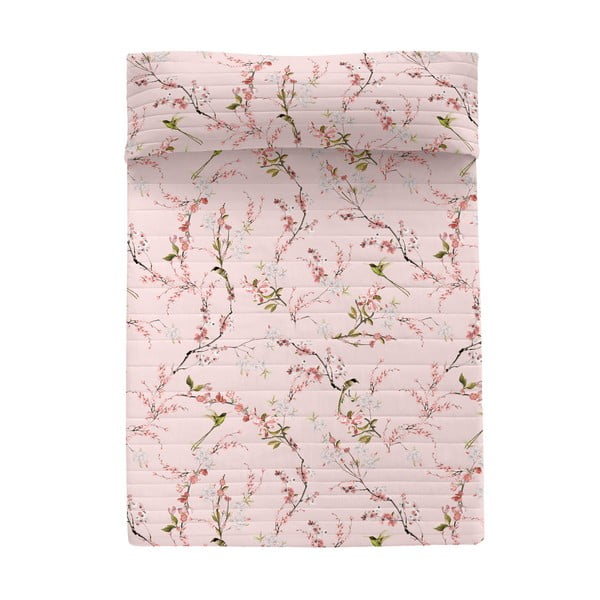 Ružový bavlnený prešívaný pléd 240x260 cm Chinoiserie – Happy Friday