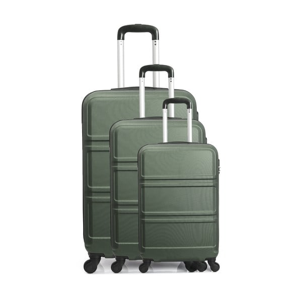 Sada 3 zelených cestovných kufrov na kolieskach Hero Utah