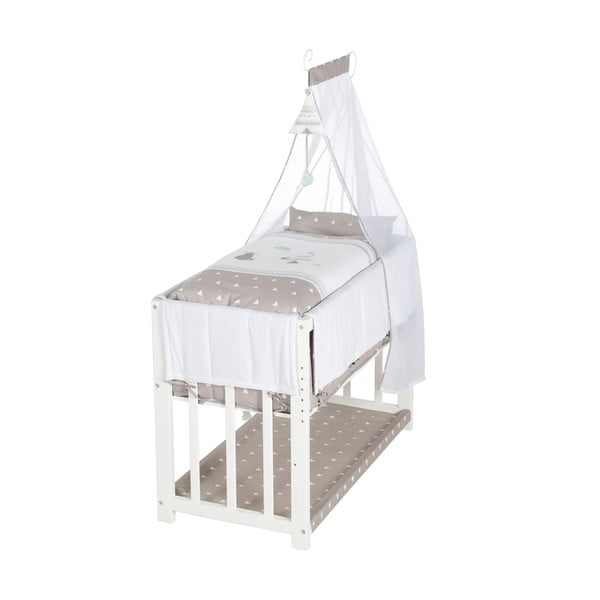Biela kolíska s úložným priestorom a baldachýnom 90x45 cm Indibär – Roba-image-2