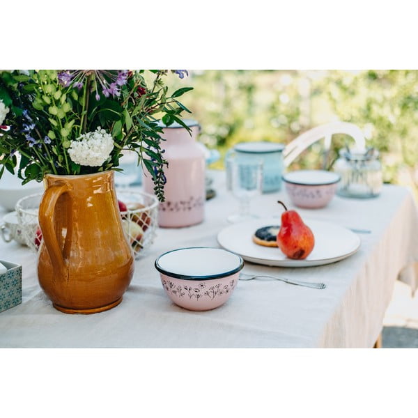 Ružová smaltovaná miska Orion Meadow, ø 12 cm-image-1