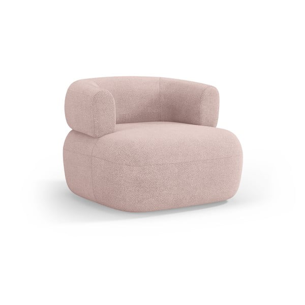 Svetloružové kreslo z textílie buklé Jenny – Micadoni Home