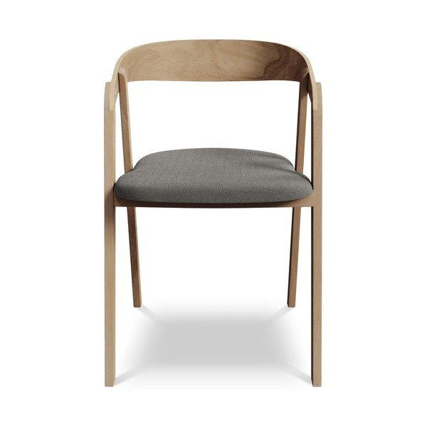 Sivé jedálenské kreslo z masívneho dreva Erika – Makamii-image-1