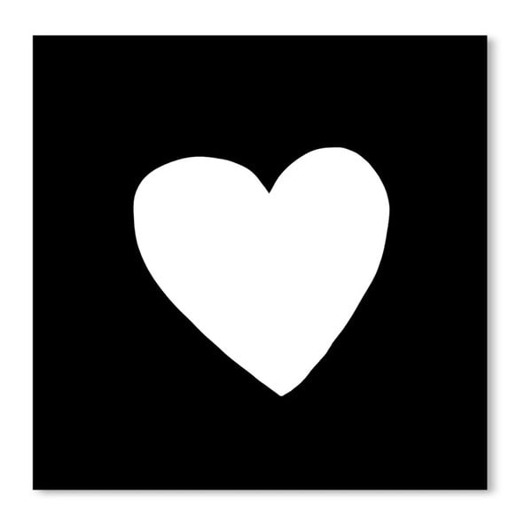 Čierny plagát Americanflat Big Heart, 30 x 30 cm