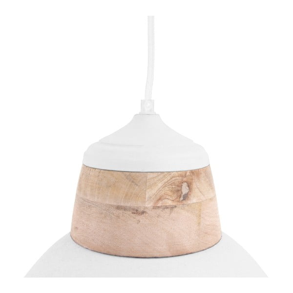 Biele závesné svietidlo s dreveným detailom Leitmotiv Farm, ⌀ 41 cm-image-2