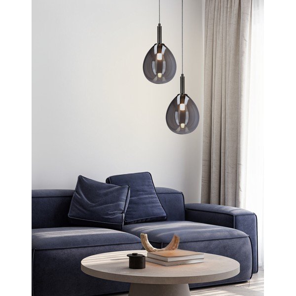 Sivé LED závesné svietidlo so skleneným tienidlom Lukka – Candellux Lighting-image-1