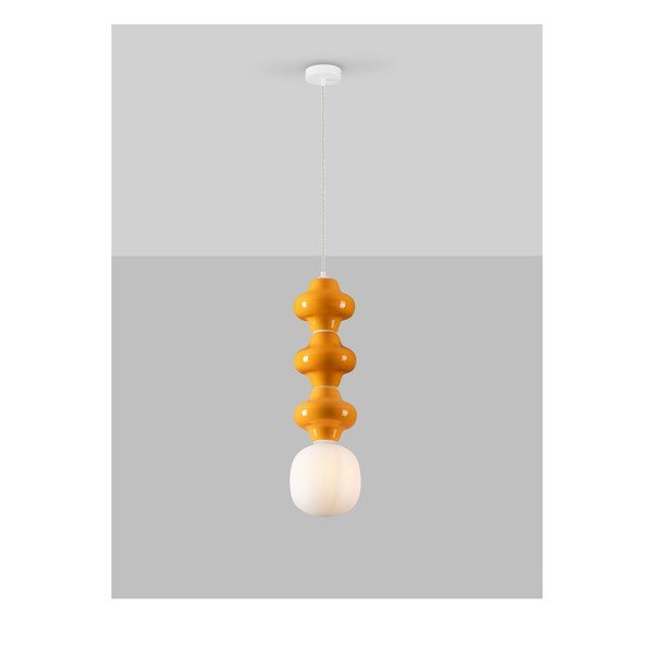 Biele/oranžové keramické závesné svietidlo so skleneným tienidlom ø 18 cm Clio – Nova Luce-image-3