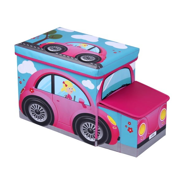 Detská taburetka s úložným priestorom Jocca Pink Car-image-1