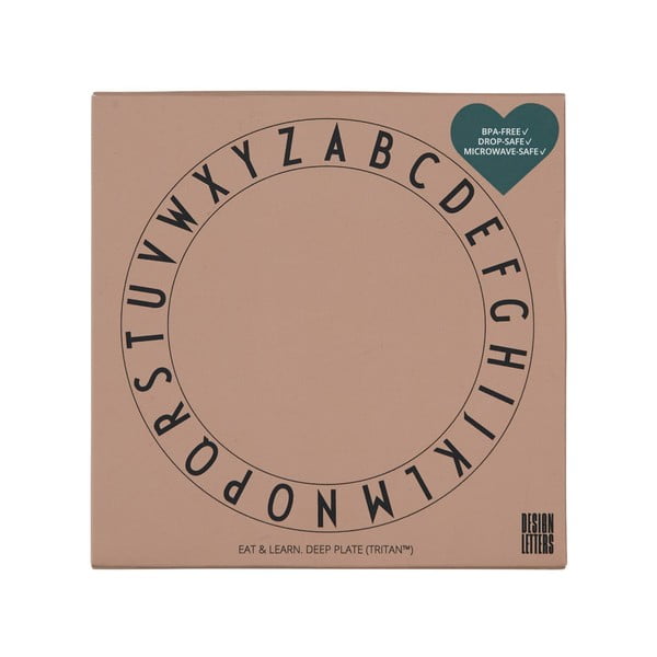 Béžový detský hlboký tanier Design Letters Eat & Learn, 15,5 cm-image-1