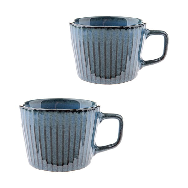Modré kameninové hrnčeky v súprave 2 ks na cappuccino 190 ml Tone – Dakls