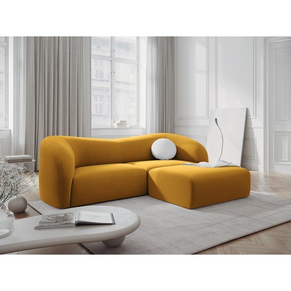 Zamatová pohovka v horčicovej farbe 237 cm Santi – Interieurs 86-image-1
