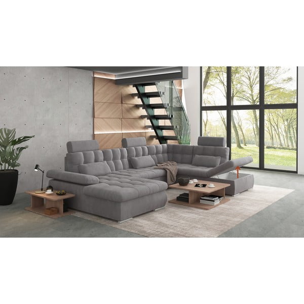 Sivá rozkladacia/s úložným priestorom rohová pohovka (pravý roh/do "U") Merkur – Ropez-image-4