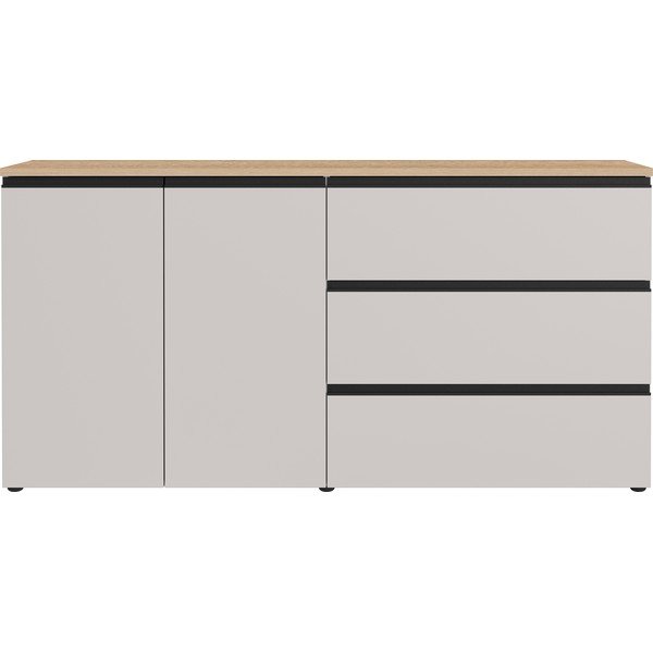 Sivobéžová/v svetlo prírodnej farbe komoda 180x91x41 cm Cormano – Germania-image-4