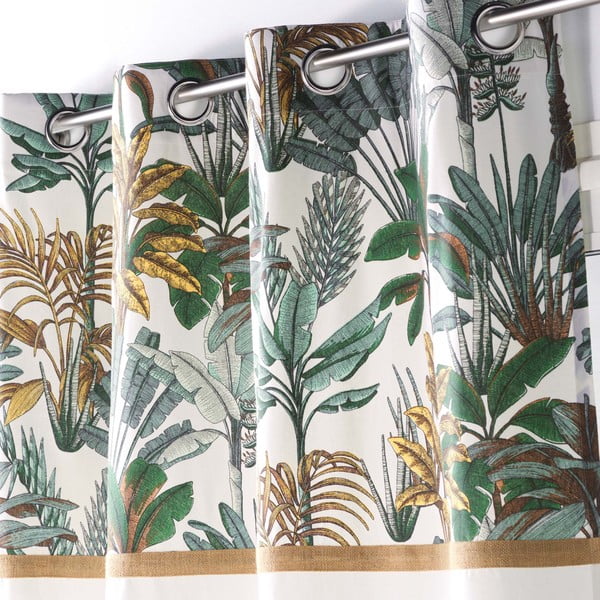 Zeleno-krémový záves 140x240 cm Balinesia – douceur d'intérieur-image-1