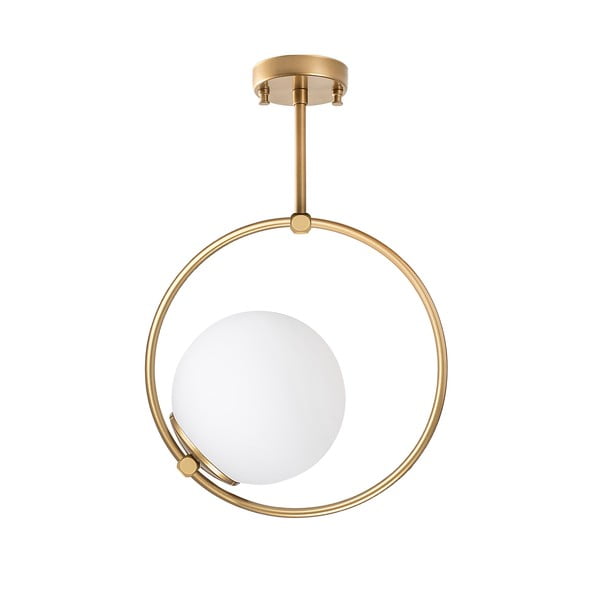 Biele/v mosadznej farbe stropné svietidlo so skleneným tienidlom 39x26 cm Dolunay – Opviq lights