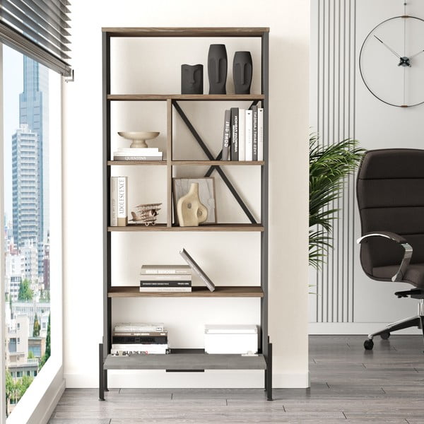 Sivá knižnica 75,5x161 cm Magda - Kalune Design-image-3