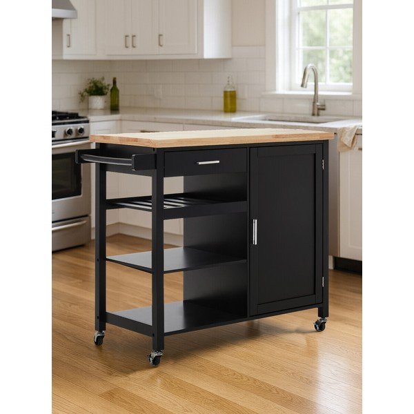 Servírovací stolík na kolieskach z kaučukového dreva 48x105 cm Frankfurt – Premier Housewares-image-2