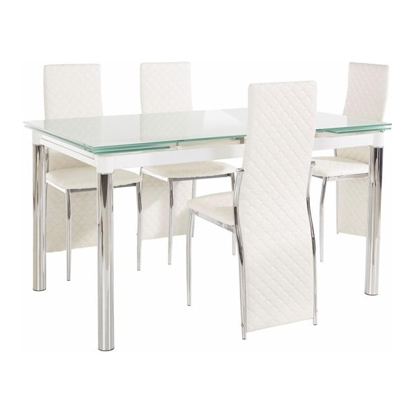 Set jedálenského stola a 4 bielych jedálenských stoličiek Støraa Pippa William Puro White