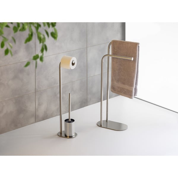 Stojan na toaletný papier so štetkou z nehrdzavejúcej ocele v matne striebornej farbe Levante – Wenko-image-3