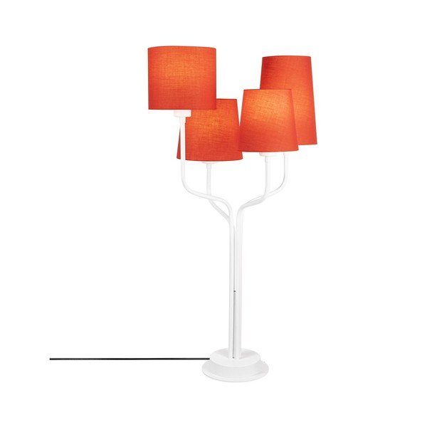 Biela kovová stolová lampa s červenými tienidlami Opviq lights Aposto-image-4