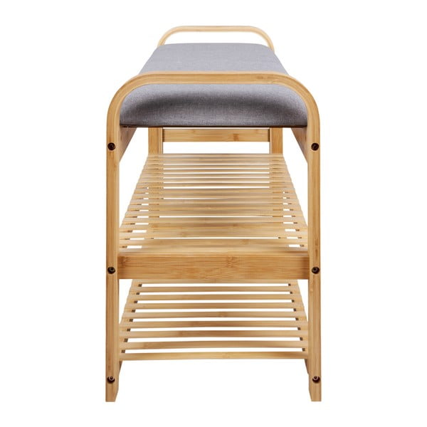 Sivá/prírodná bambusová polica na topánky s lavicou – Leitmotiv-image-3