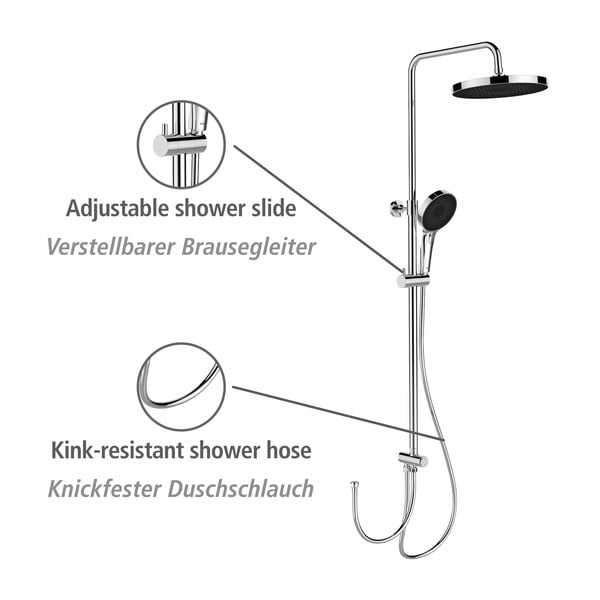 Sprchový set z nerezovej ocele v lesklej striebornej farbe 120 cm Soft Water – Wenko-image-2