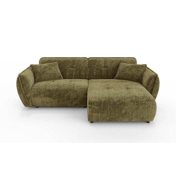 Zelená ženilková rohová pohovka (pravý roh/s leňoškou) Nelia – Ropez