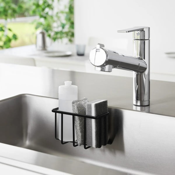 Čierny kovový stojan na umývacie prostriedky bez vŕtania Film Hook – YAMAZAKI-image-1