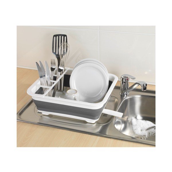 Bielo-sivý skladací odkvapkávač na riad Wenko Rack-image-4