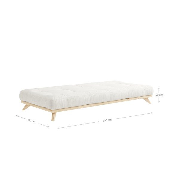 Čierna jednolôžková posteľ z masívneho borovicového dreva s matracom Karup Design Senza Double, 90 x 200 cm-image-4