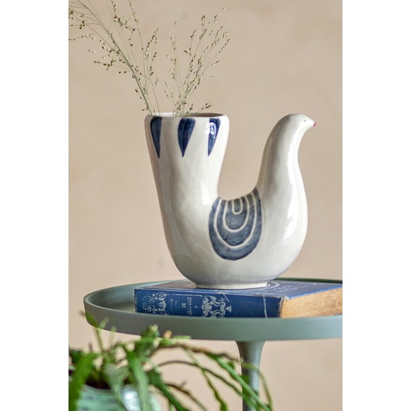 Krémová ručne maľovaná váza z kameniny (výška 19 cm) Trudy – Bloomingville-image-1